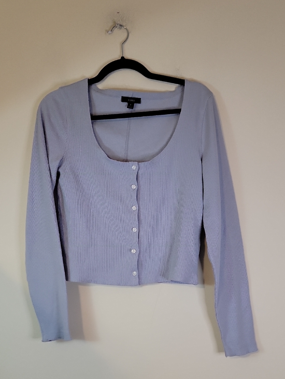 J. Crew Pale Lavender Ribbed Button-Front Long Sleeve Top NWOT
